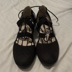 Fly London Black Women's Flats with Strappy Design